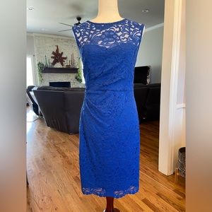 Terry Costa Formal Mother Of The Bride Cocktail Dress Blue Lace size 6